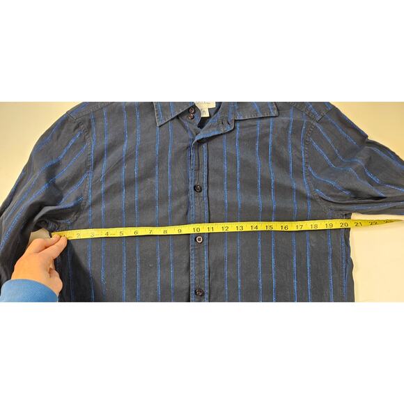 Armani exchange size blue metallic button up M mens long sleeve casual business - Picture 6 of 6